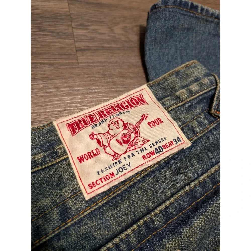 True Religion Joey Samurai Graphic Flare Jeans Mens 40x29 Twisted‎ Seam